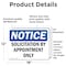 Signmission Solicitation By Appointment Only OSHA Notice Sign, Vinyl Decal, 18in W x 12in L, 2PK OS-2PACK-NS-D-1218-L-18363 - alternate 5